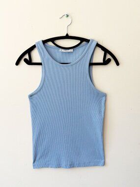 🩵 Mango MNG Ribbed Tank Top — Size S